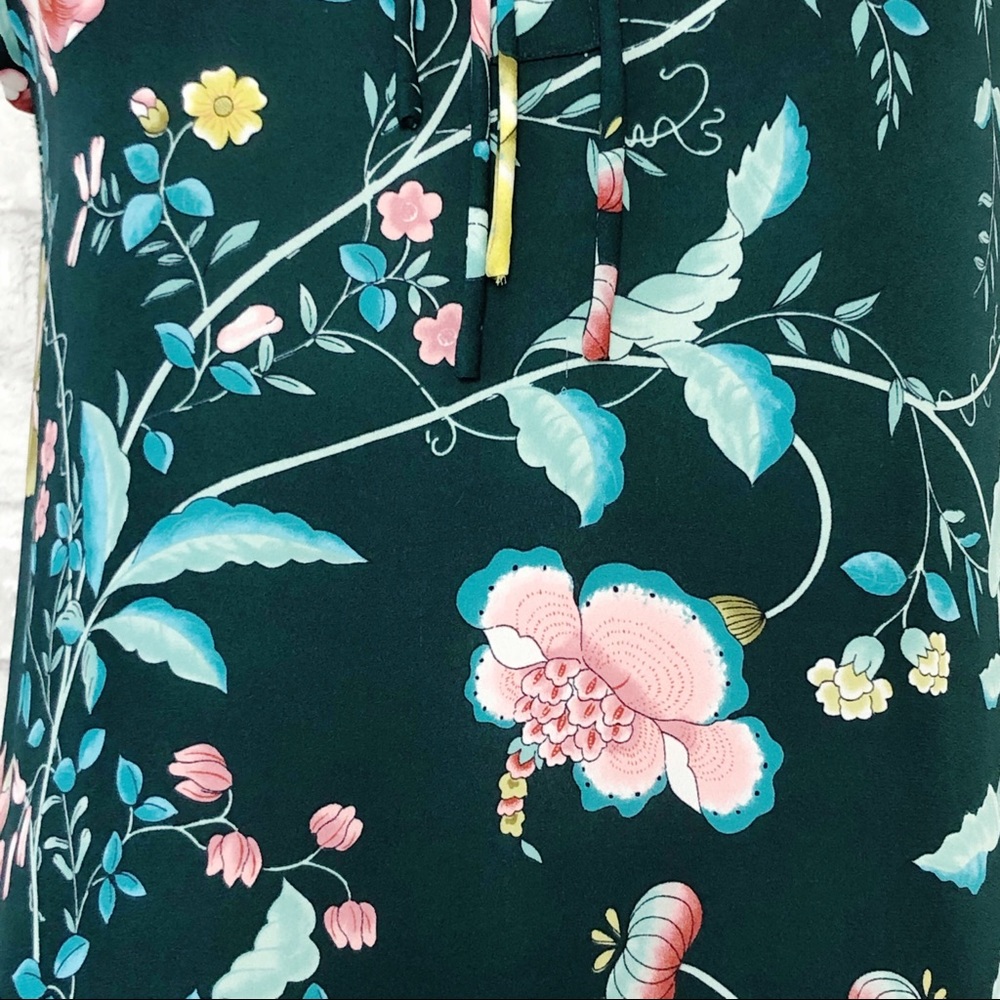 LOFT Green Floral Print Tank Top Size XXS - Picture 6 of 16